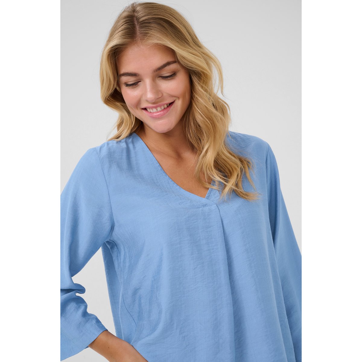 Blouse with long sleeve bleu silver lake blue cc, KAFFE