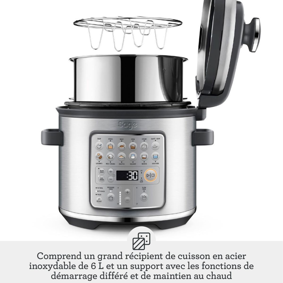 Multicuiseur SPR680BSS2EEU1- The Fast Slow Go argent / métallique, SAGE APPLIANCES