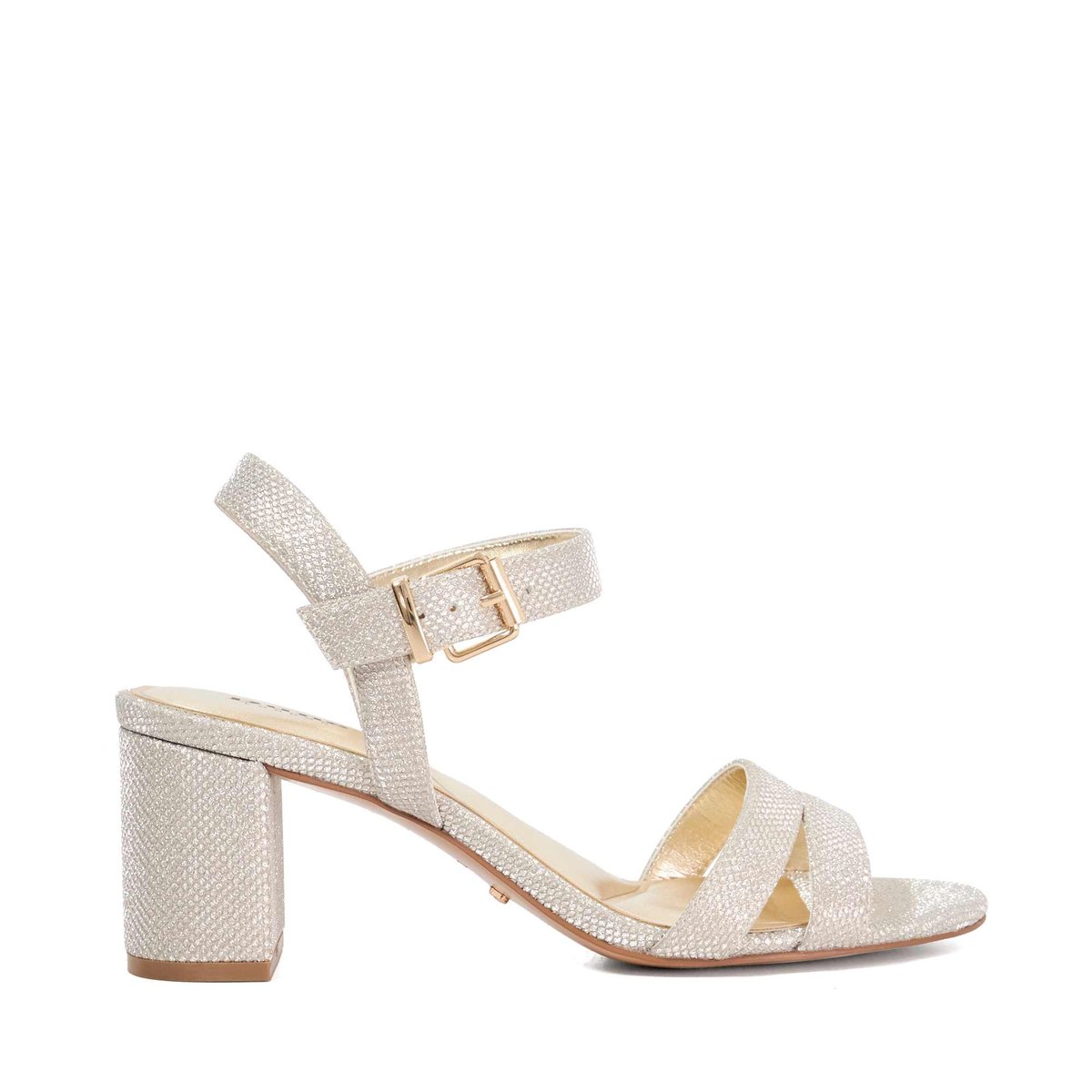 Sandales à talons carrés coupe large - Wide Fit MERISA gold-plain synthetic, DUNE LONDON