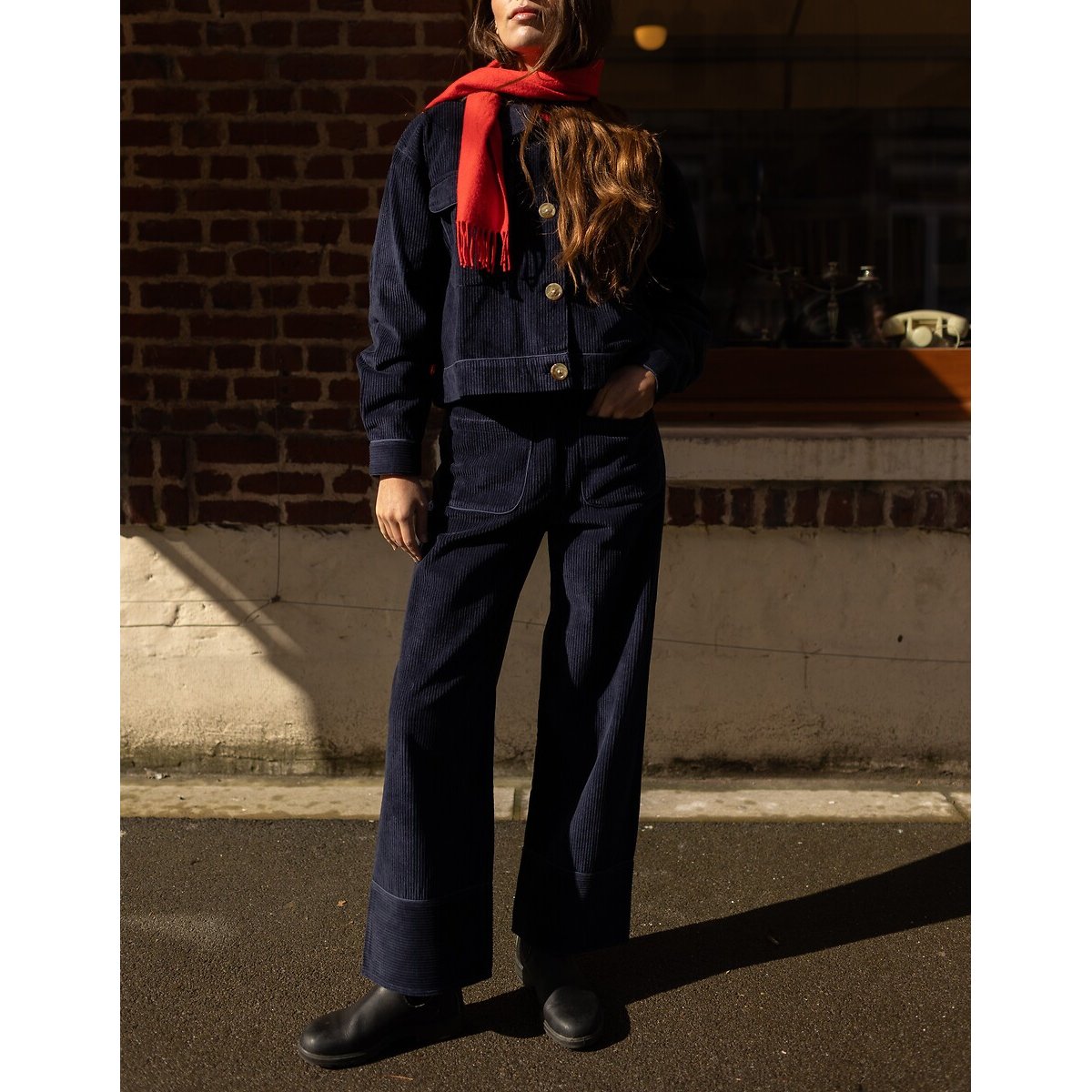 Pantalon large en velours côtelé, POMARI indigo, APACHES COLLECTIONS