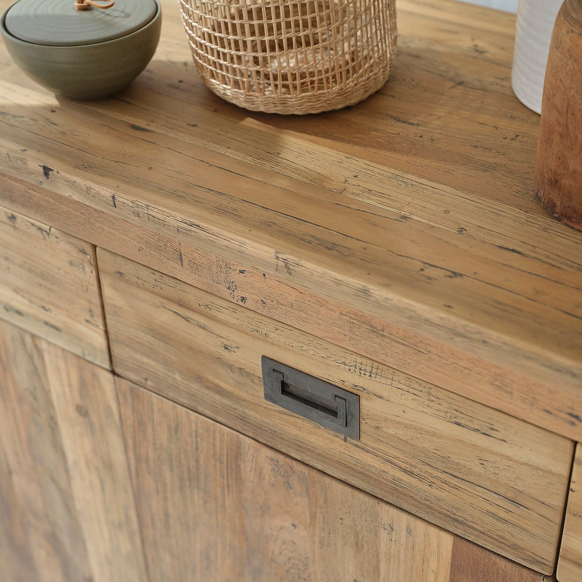 Buffet en bois de teck recyclé 200 cm CARGO naturel, BERAH GETAH