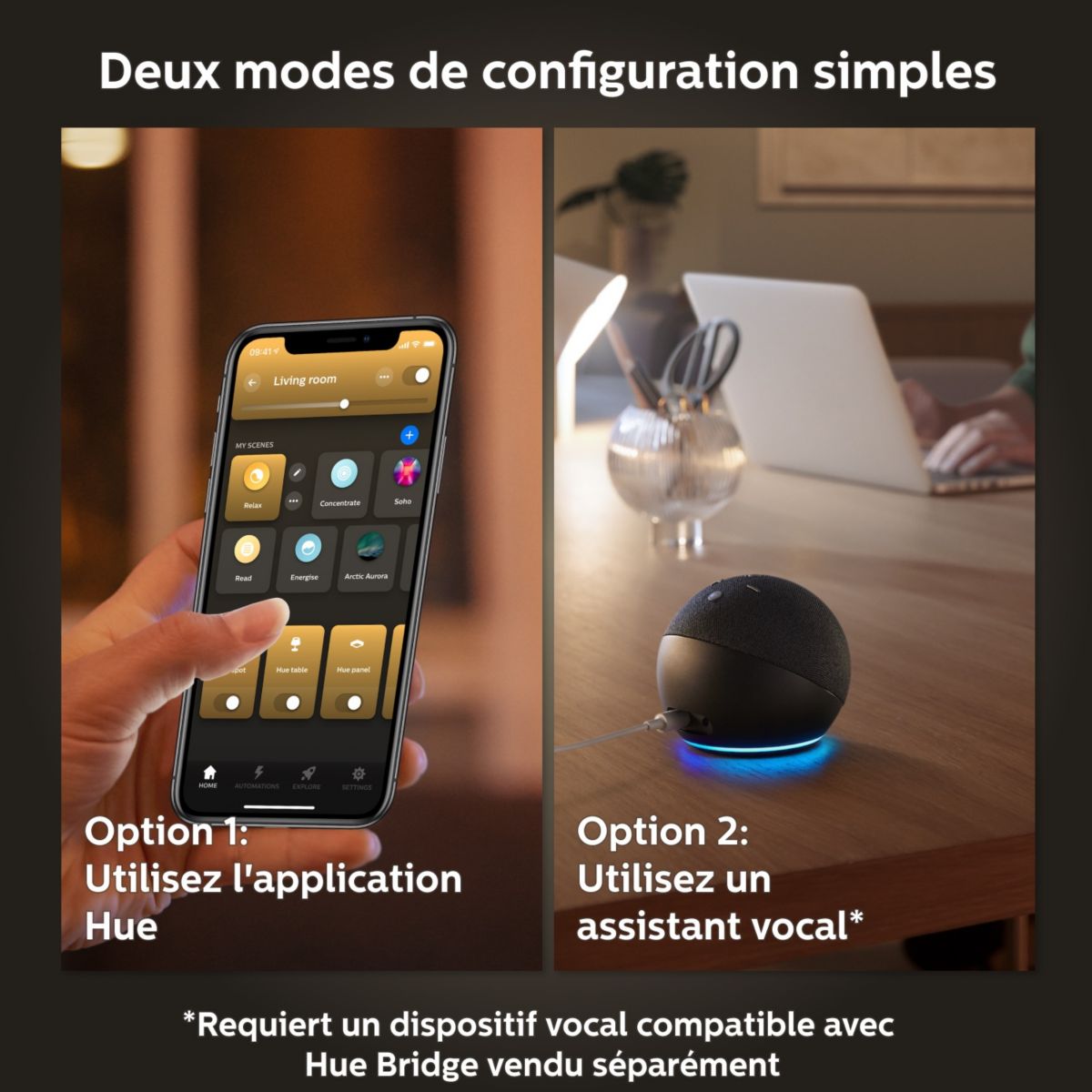 Ampoule LED connectée E14 White&Color Ambiance Flamme pack 2 multicolore, PHILIPS HUE