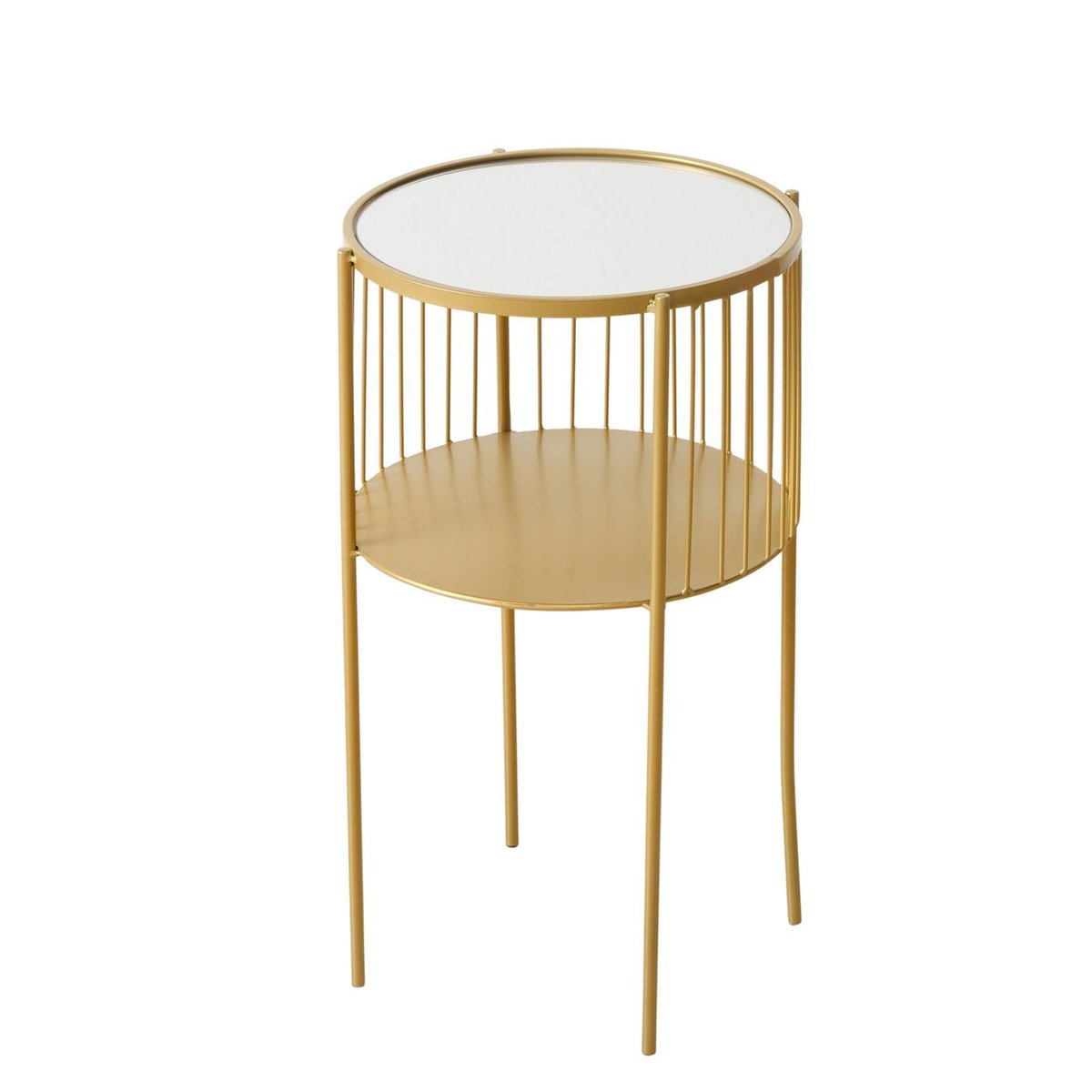 Table d'appoint ronde en métal doré et plateau miroir 33x33x55.5cm doré, WADIGA