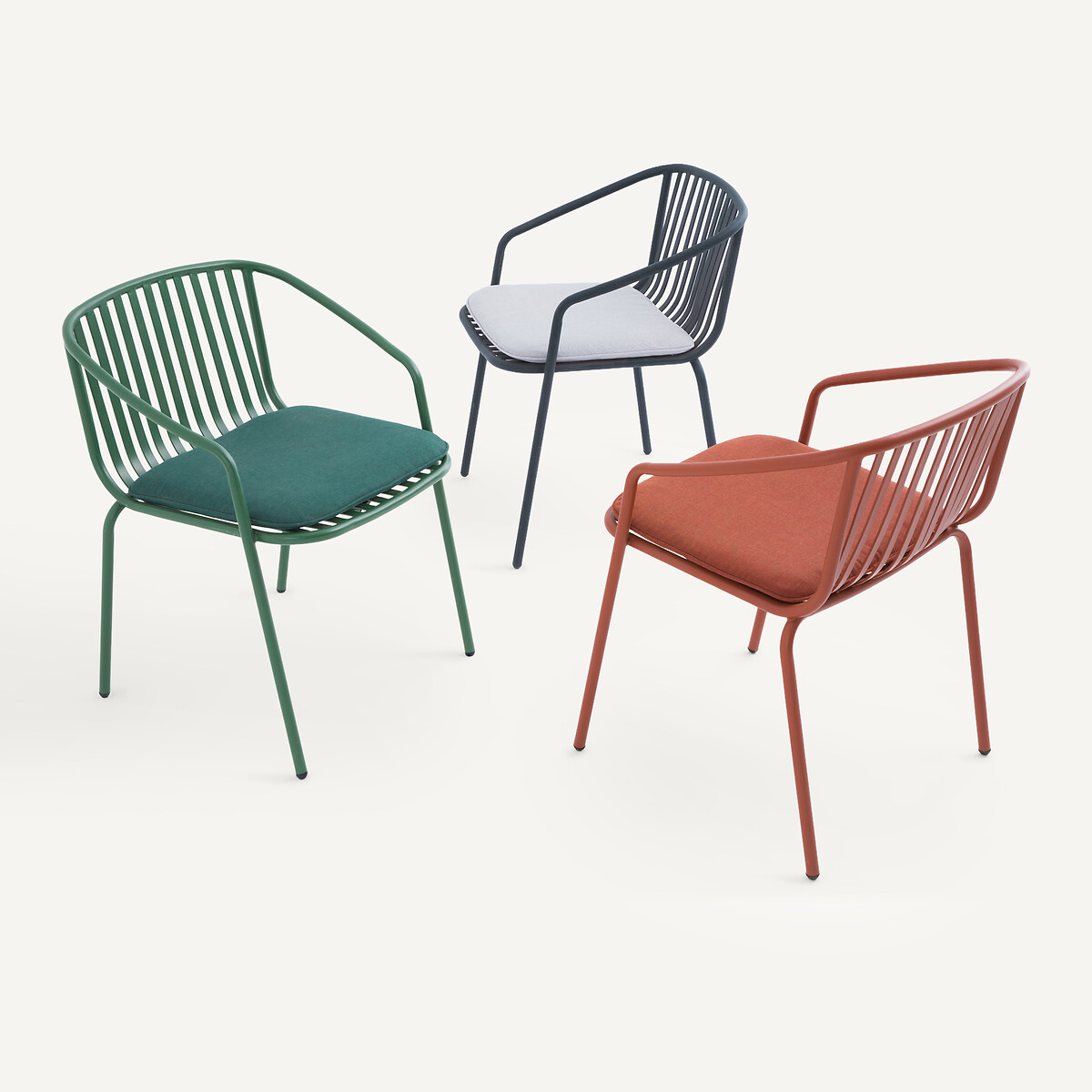 Fauteuil de table de jardin en métal acier, CIARA vert anglais, AM.PM