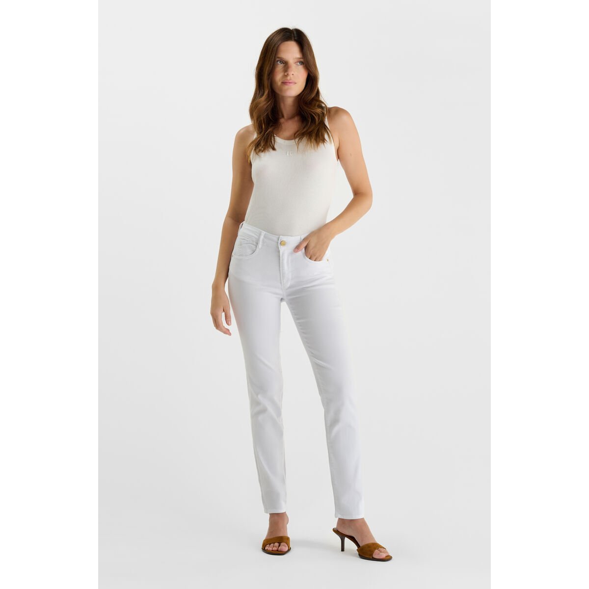 Jeans push-up droite taille haute PULP, longueur 34 white, LE TEMPS DES CERISES