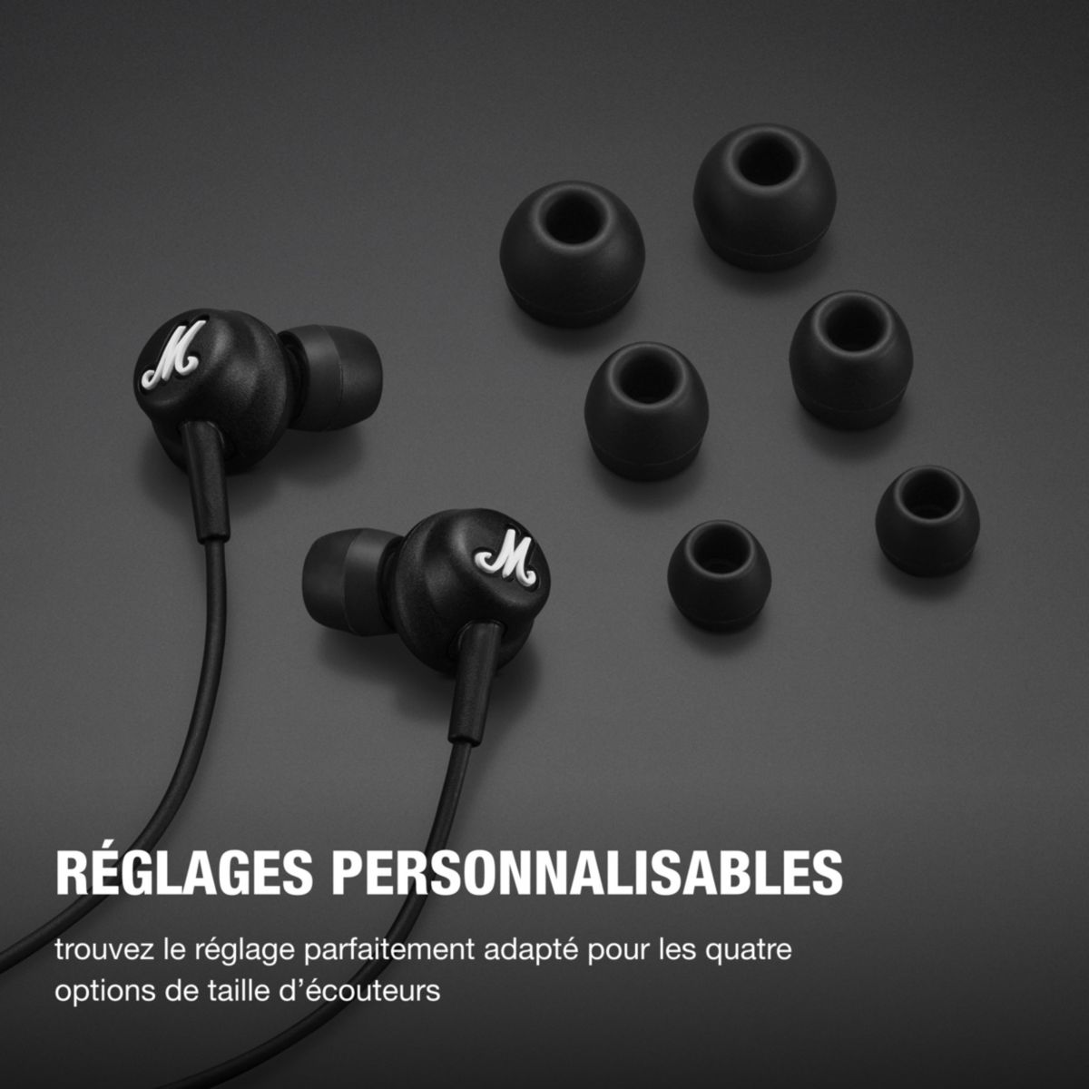 Ecouteurs Mode noirs - Filaires, intra-auriculaires, USB-C couleur unique, MARSHALL