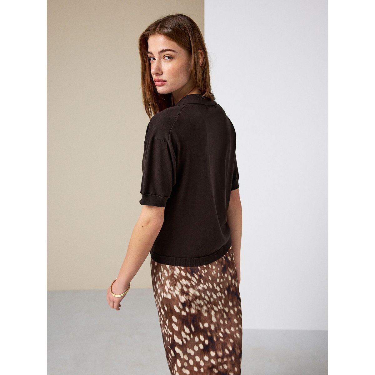 Polo doux en maille de coton majoritaire marron chocolat, NEXT