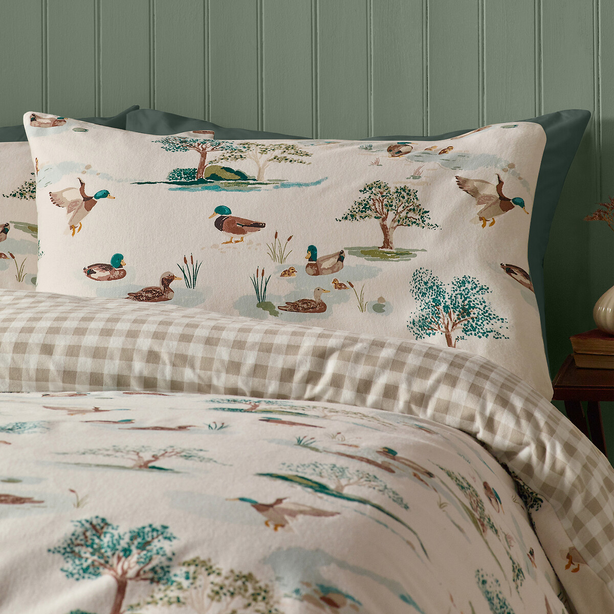 Brushed Mallards Cotton Reversible Duvet Cover Set cream, CATHERINE LANSFIELD