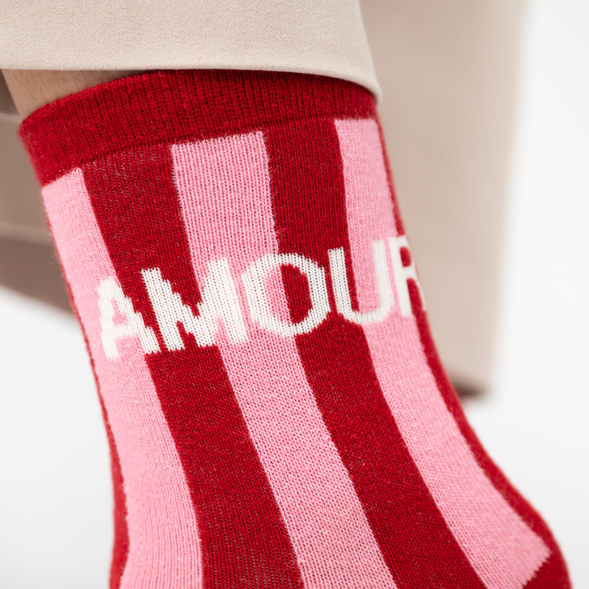 Chaussettes en coton peigné A MESSAGE rouge et rose, BILLYBELT