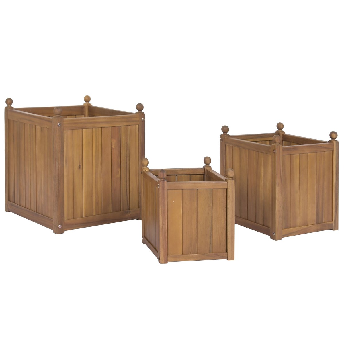 Set de 3 cache-pots classiques en bois d'acacia 40x40x46cm bois, WADIGA