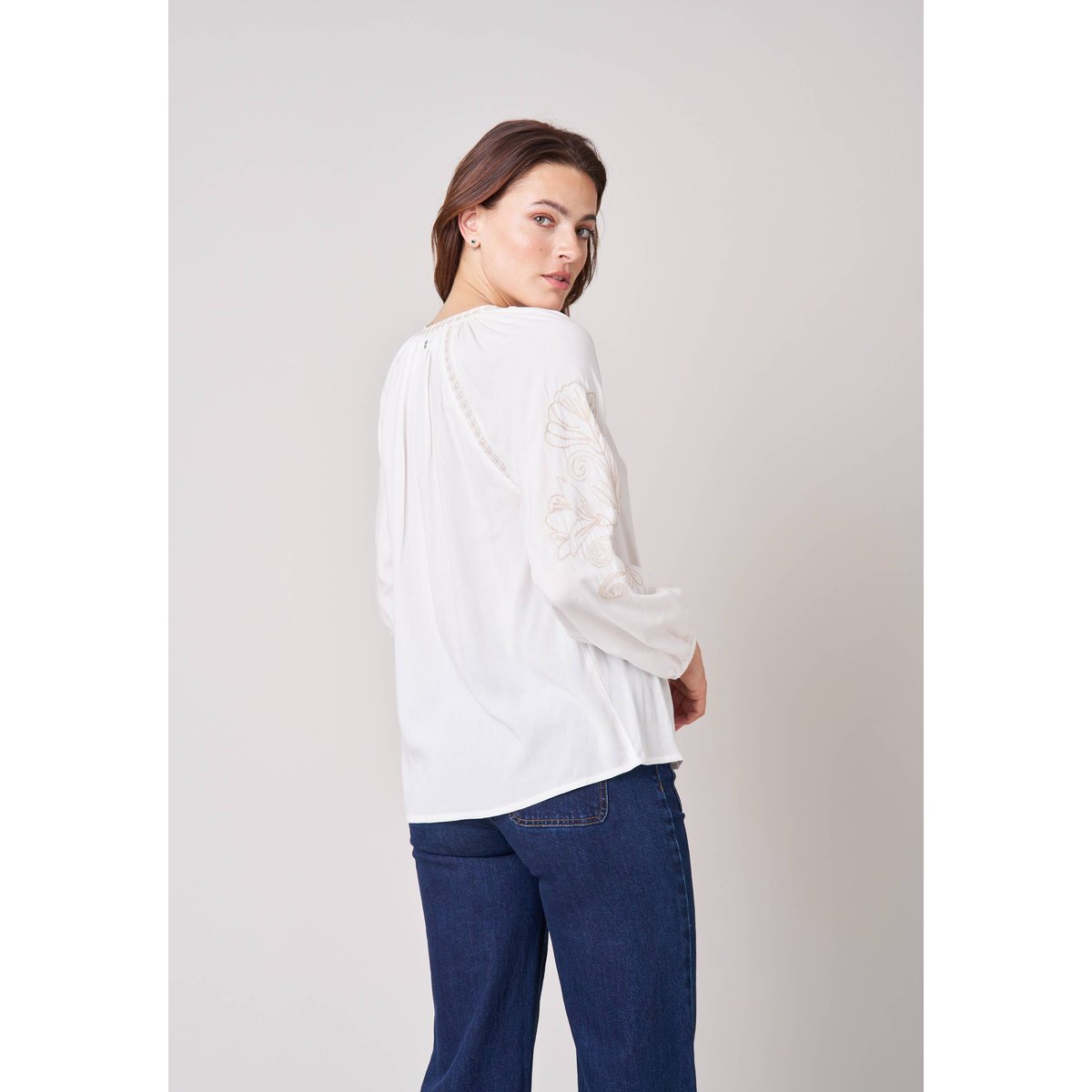 Blouse femme brodée NATASSIA off white, DEELUXE