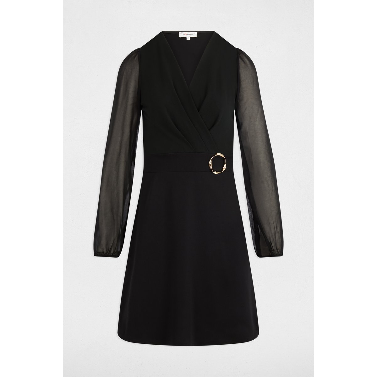 Robe patineuse, courte, manches longues noir, MORGAN