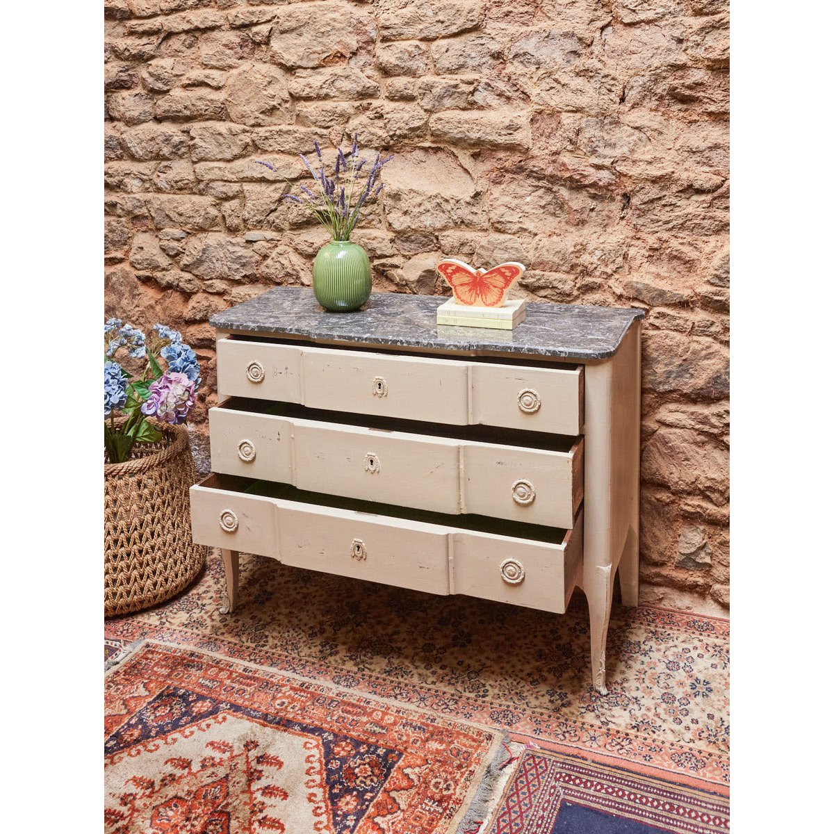 Commode en marbre Garance N°672 - Bon état noir, DEBONGOUT