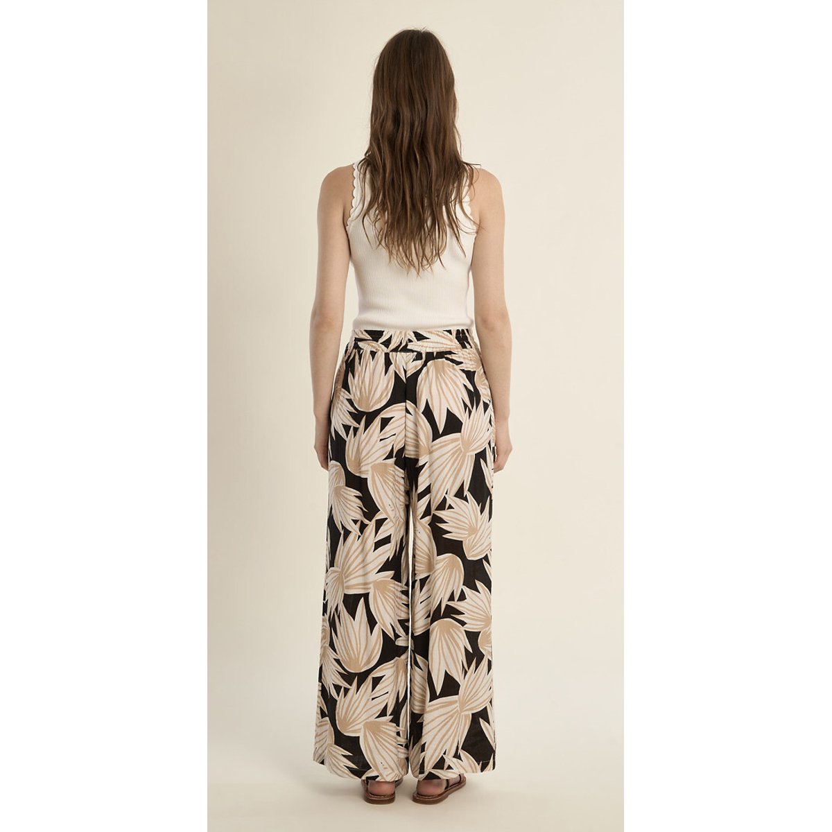 Pantalon large imprimé imprimé noir/blanc, MOLLY BRACKEN