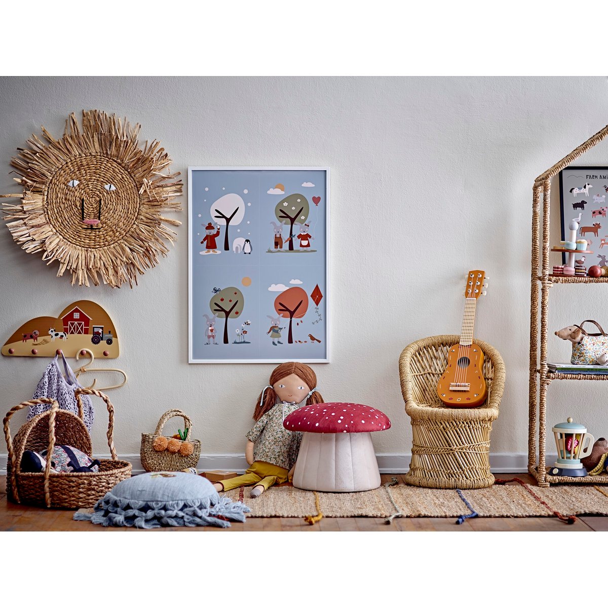 Pouf en tissu LUE multicolore, BLOOMINGVILLE