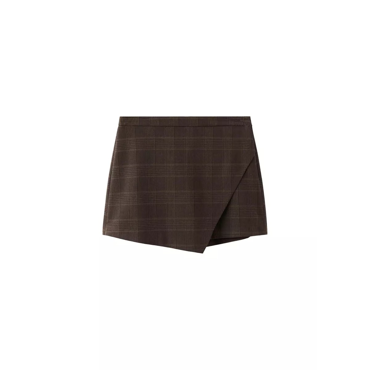 Jupe asymétrique carreaux marron, MANGO