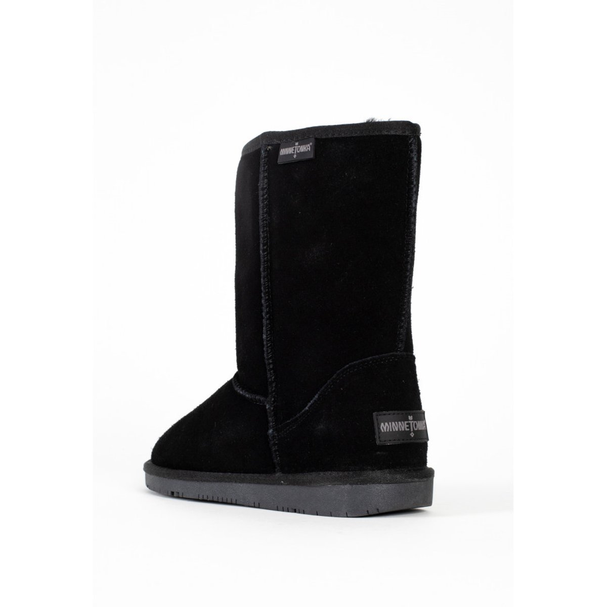 Bottes en daim fourrées en laine OLYMPIA noir, MINNETONKA