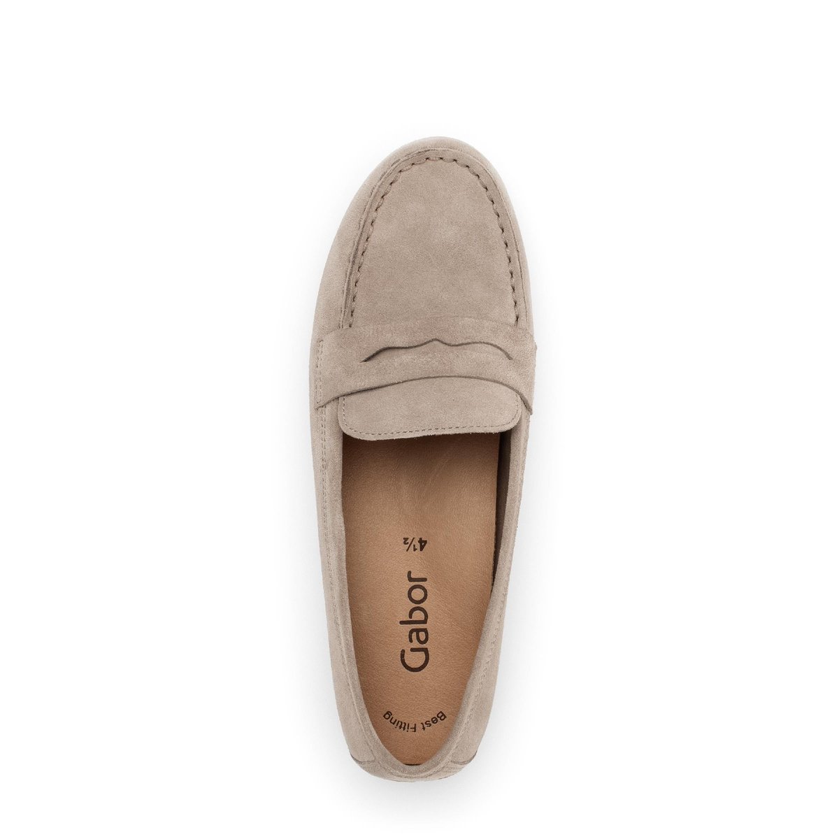 Mocassins en cuir à talon compensé beige, GABOR