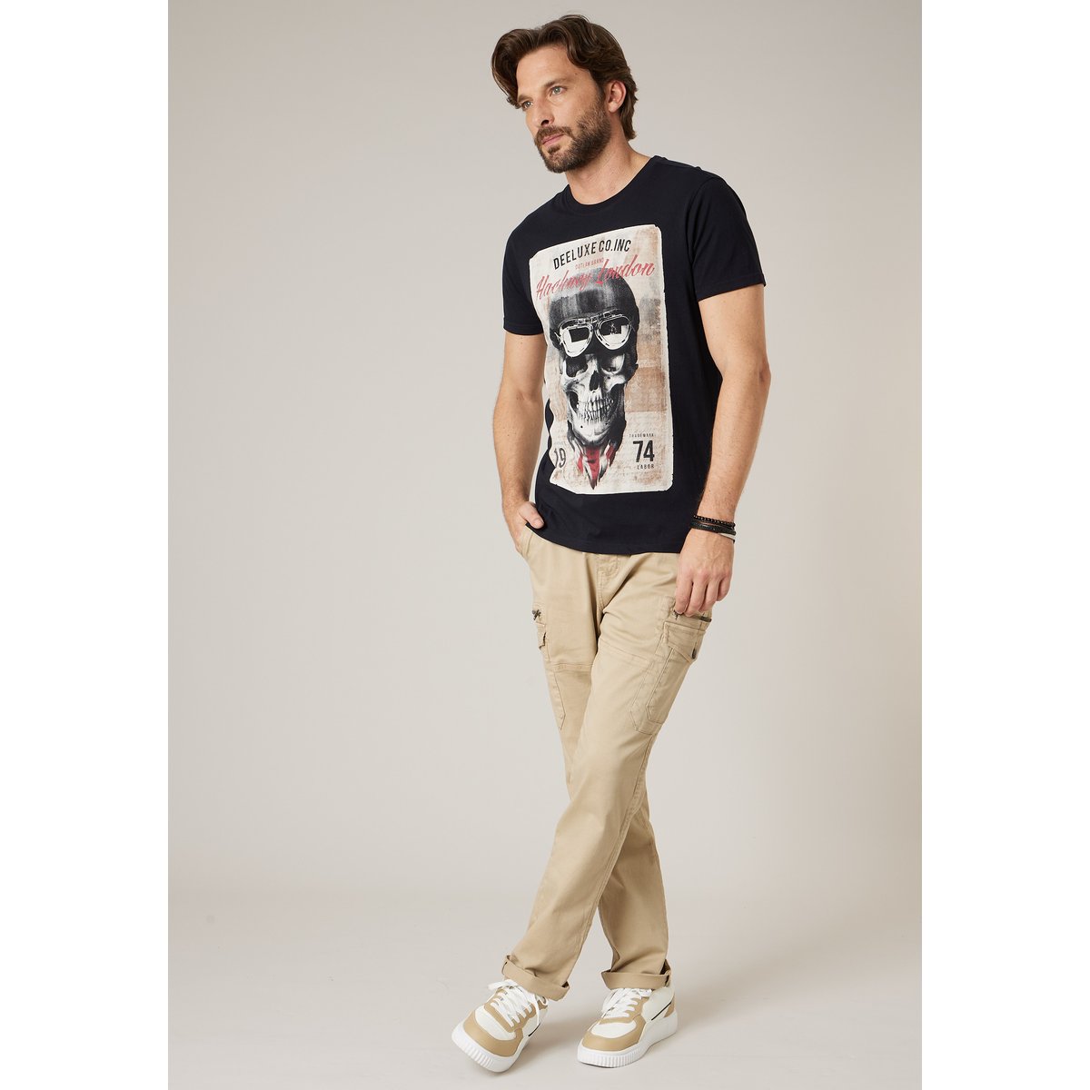 T-shirt homme en coton CLEM charcoal, DEELUXE