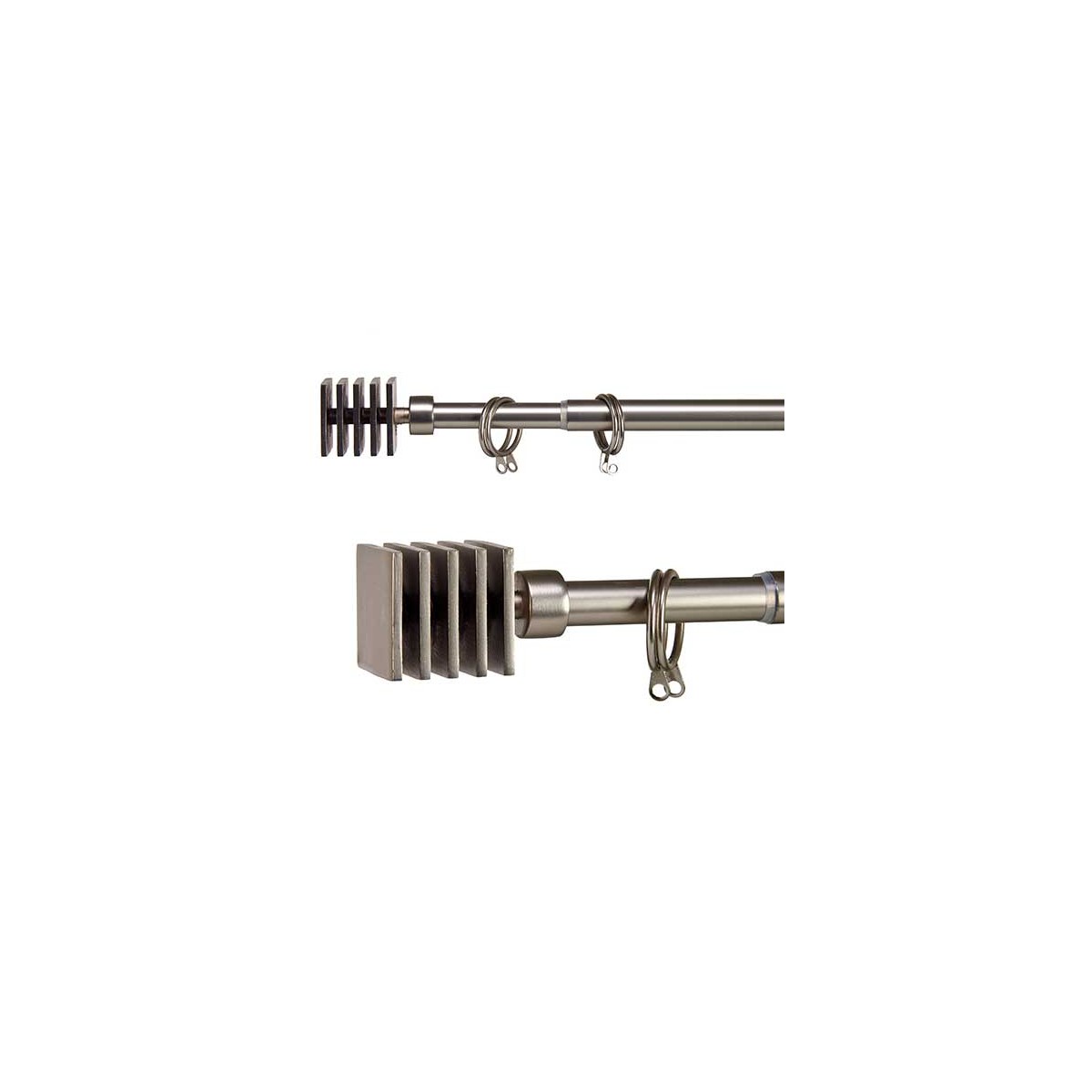 Tringle à Rideaux Extensible Métal Chromé Carré - 120 à 210cm chrome/inox, WADIGA