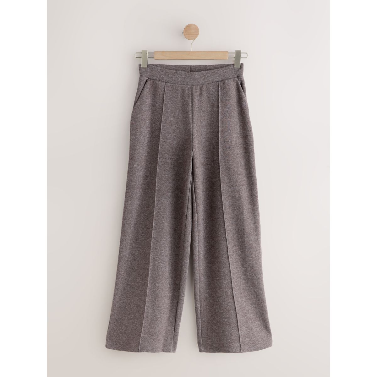 Pantalon large aspect laine taupe, NEXT