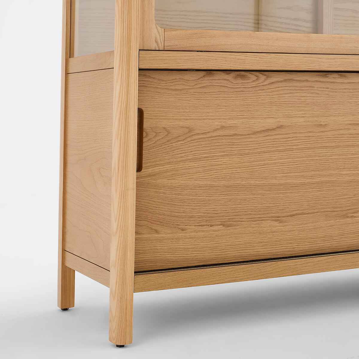Vitrine en frêne massif et placage chêne, 4 portes, hauteur 180 cm, Tress coloris chêne, LA REDOUTE INTERIEURS