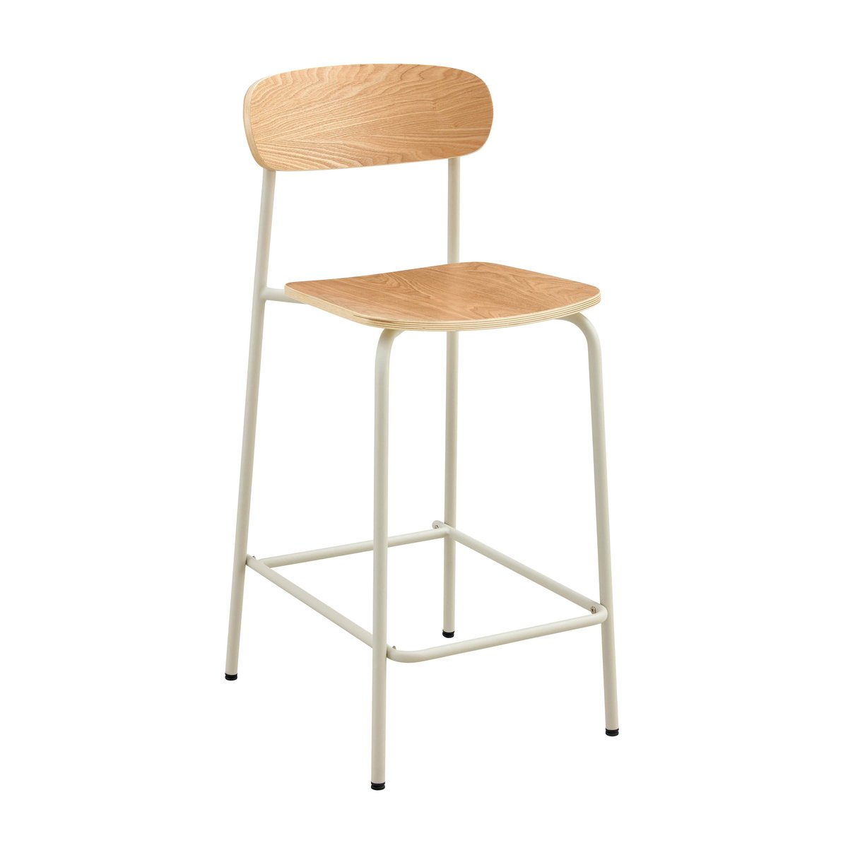 Lot de 2 chaises hautes en métal et bois, LILA beige, OVIALA
