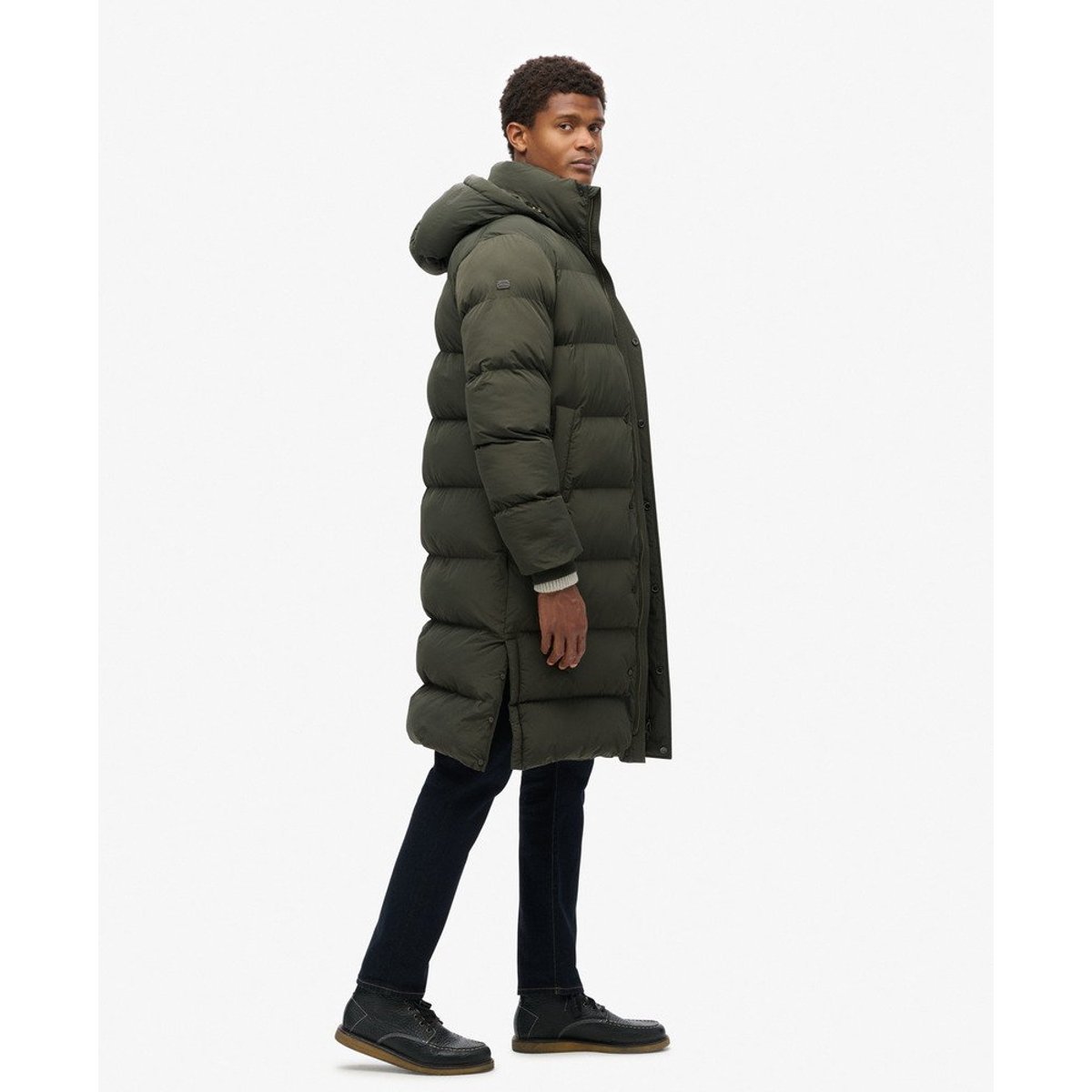 Doudoune longue à capuche vert olive surplus goods, SUPERDRY