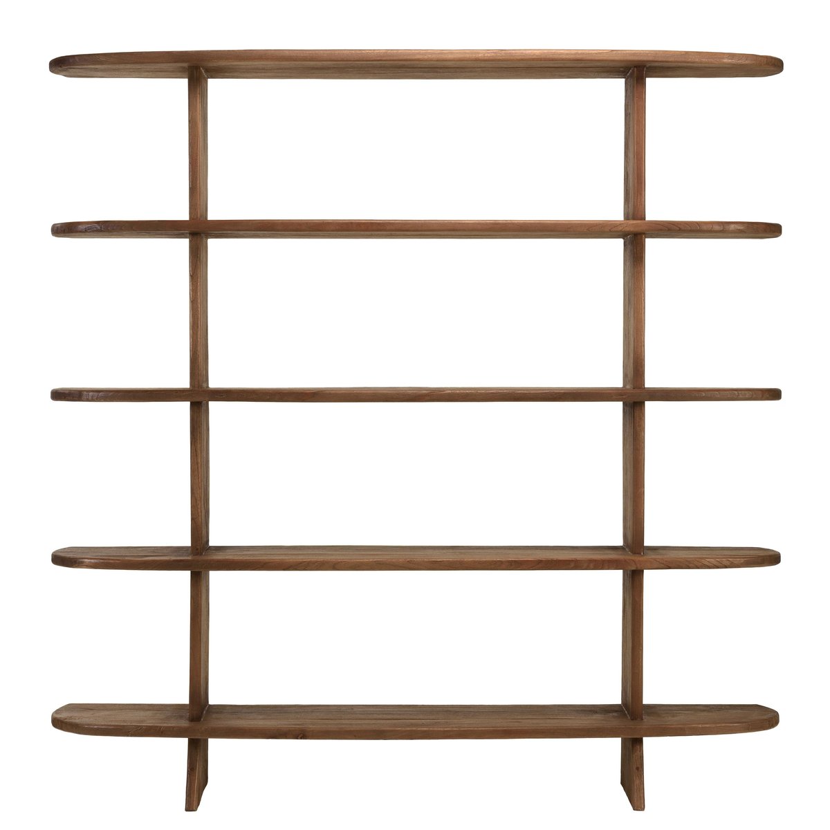 Bibliothèque linéaire 5 étagères en bois de mindi ARCUS bois naturel, PIER IMPORT