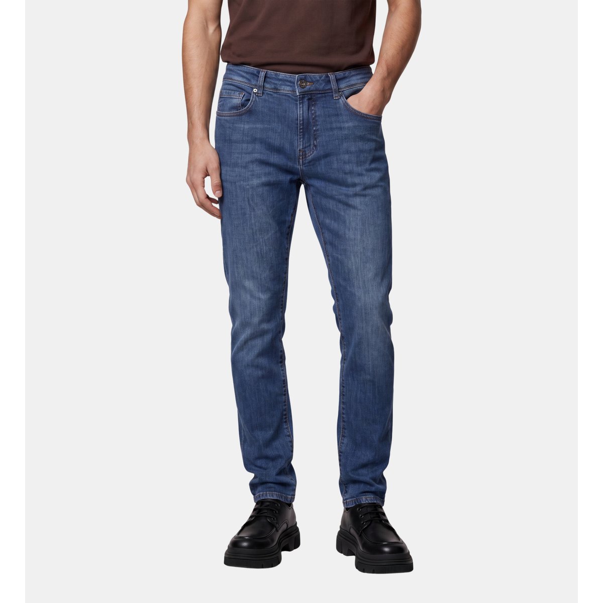 Jean délavé slim rudeslim coton denim bleu moyen, GALERIES LAFAYETTE
