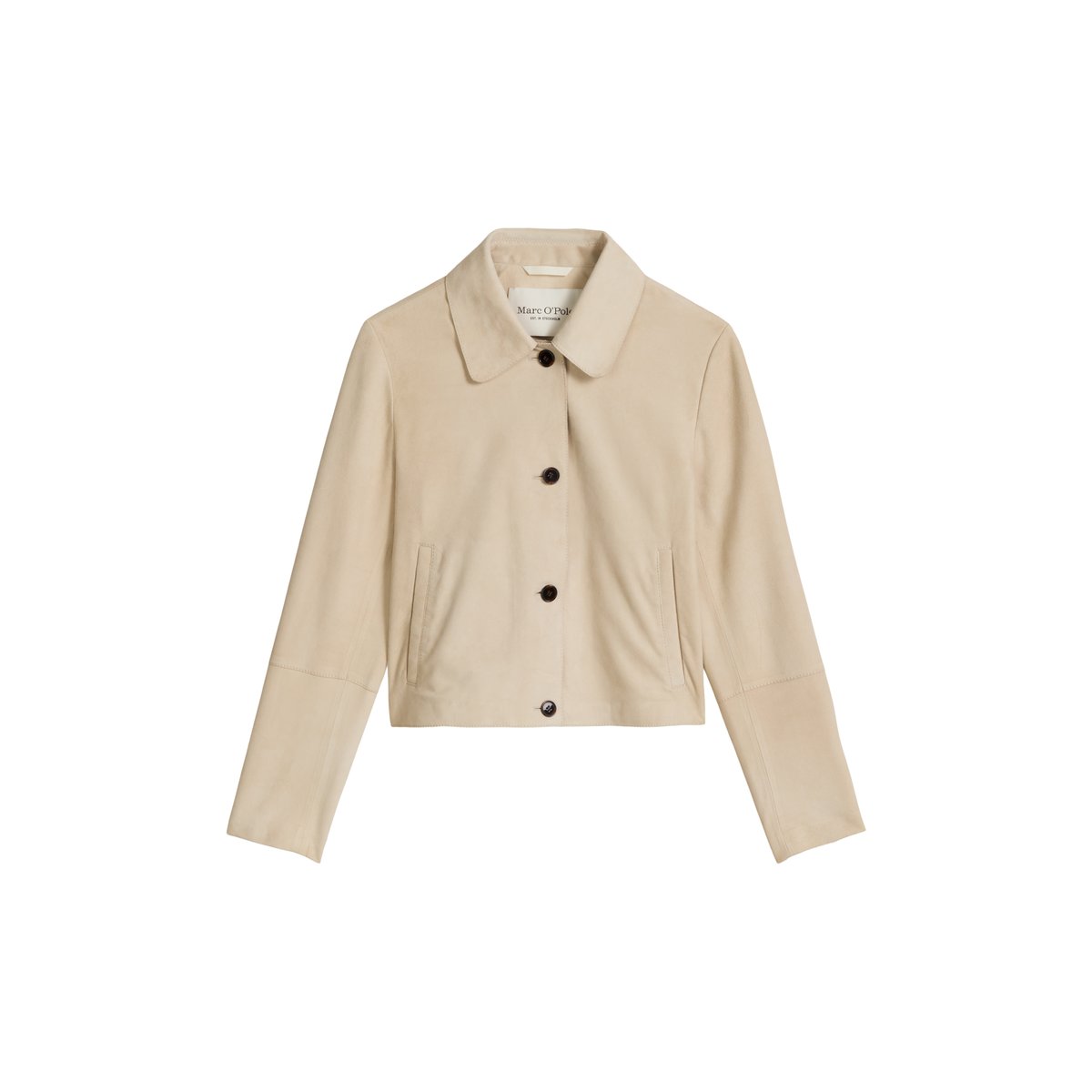 Veste en cuir velours fitted en cuir de chèvre souple gris clair, MARC O'POLO