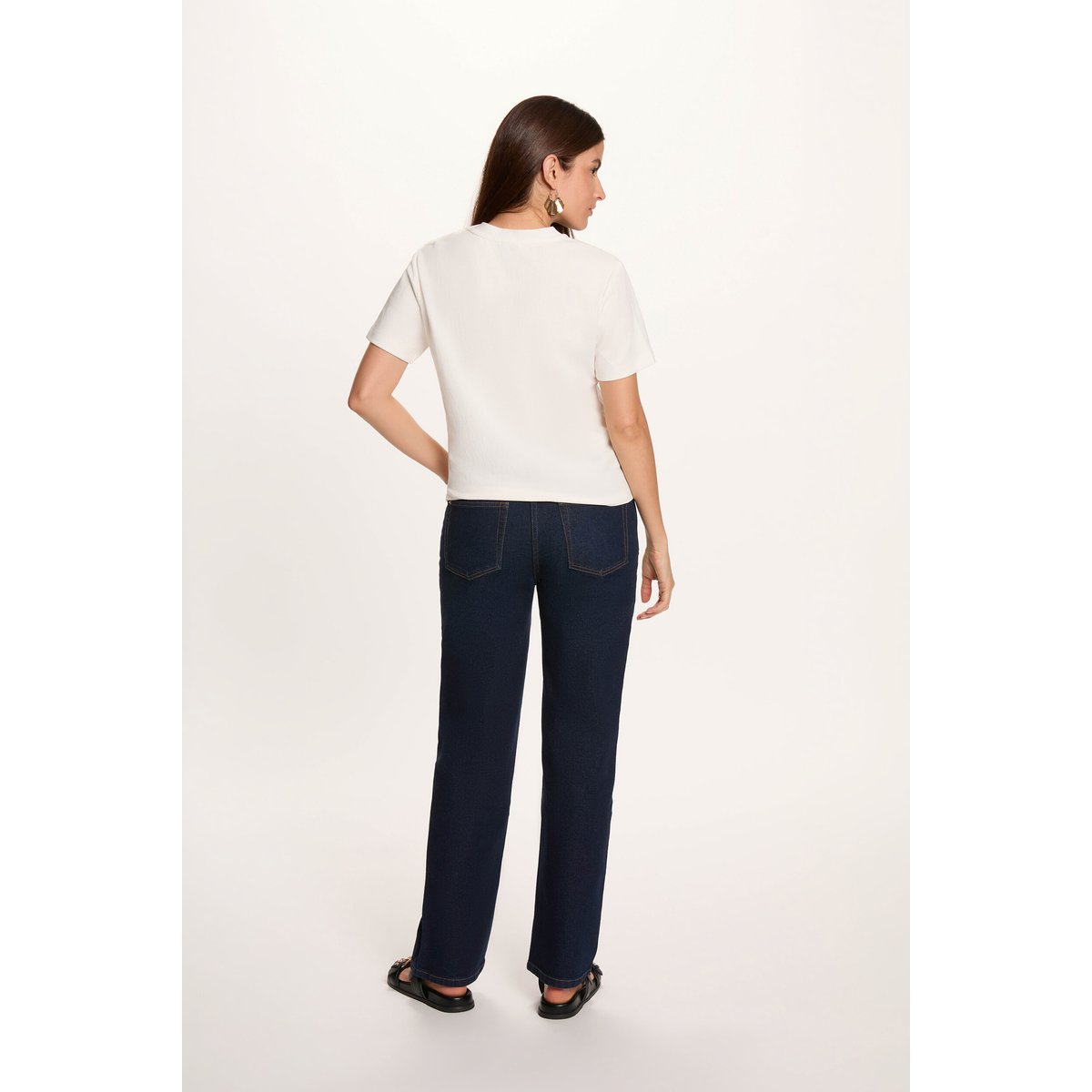 Jean droit taille haute bleu, MORGAN