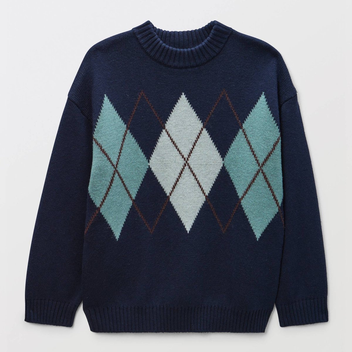 Pull jacquard contenant de la laine marine, MONOPRIX