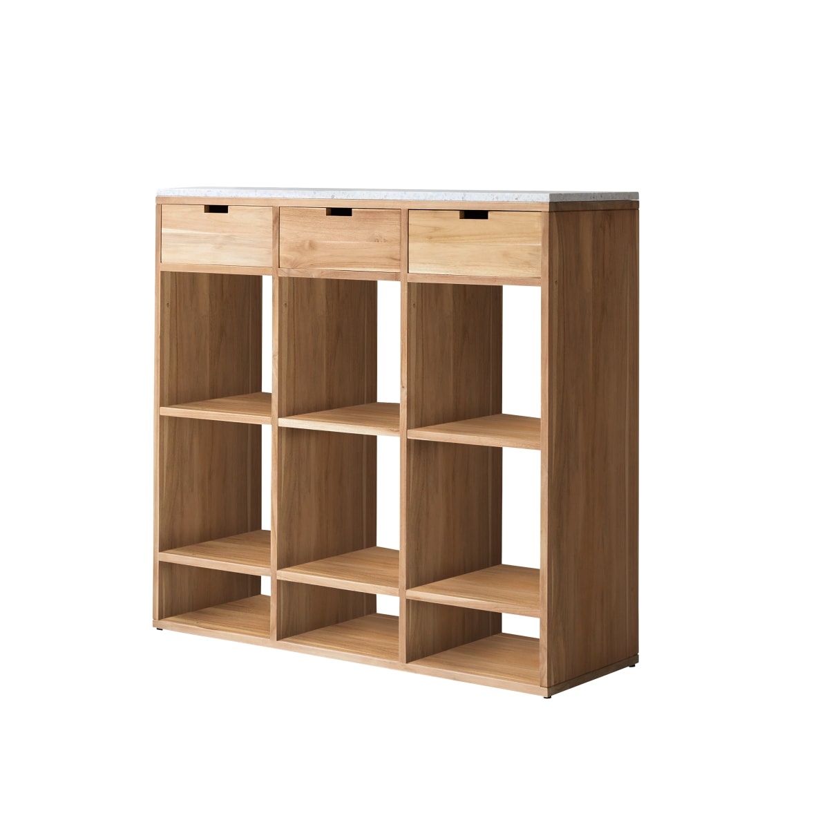 Bibliothèque en Teck massif, MIHO blanc, TIKAMOON