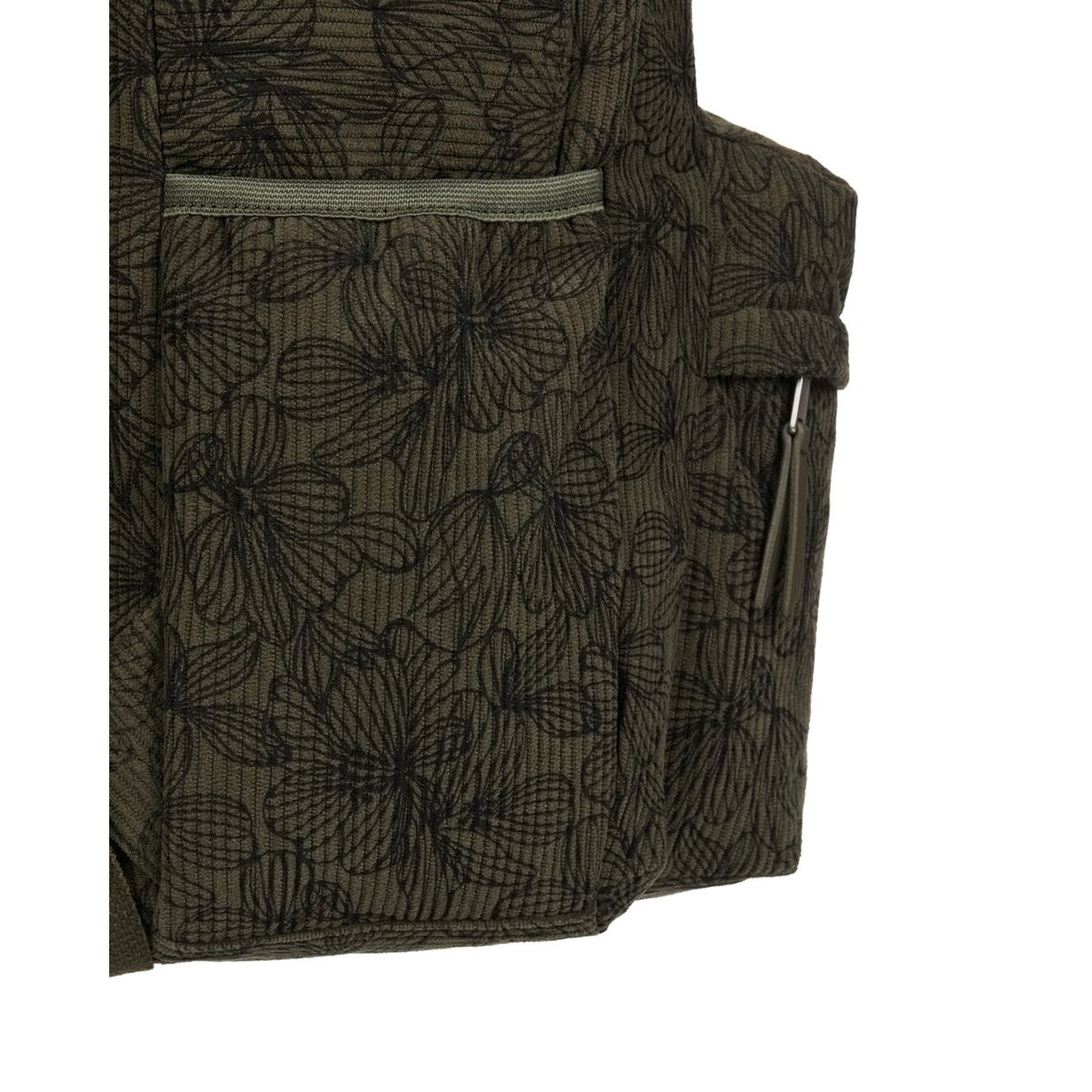 Sac à dos taille moyenne en velours côtelé ECHOES PRINTED 19L. vert beetle, ROXY