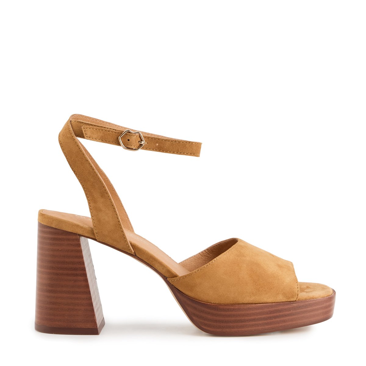 Sandales à Talons En Cuir Aimée Cuir Suede camel, BONS BAISERS