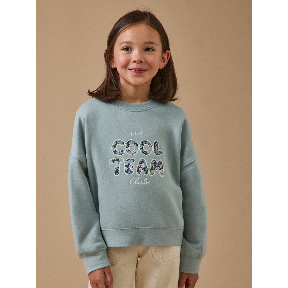 Sweat Cool Team  tissu Liberty - coton biologique gris chine, CYRILLUS