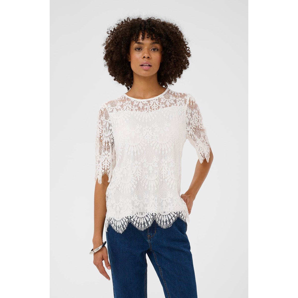 Blouse à manches courtes blanc spring gardenia, CULTURE