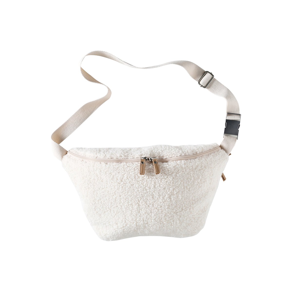 Sac banane XXL en sherpa écru, VERTBAUDET