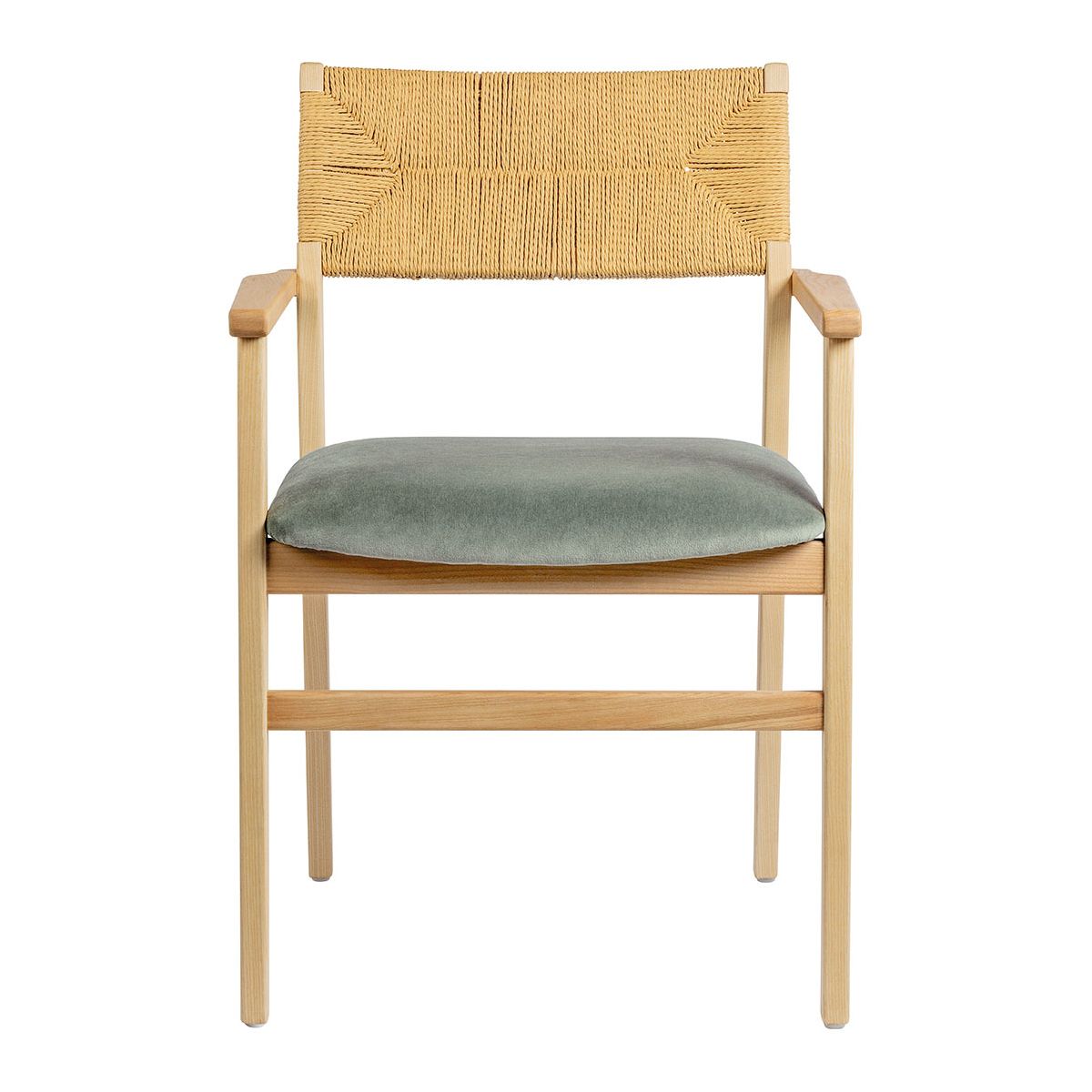 Chaise PALOMA velours finition bois blond vert, BLANC D’IVOIRE