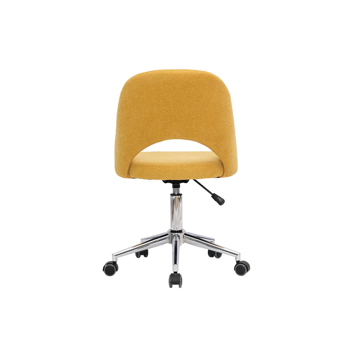 Chaise de bureau à roulettes en tissu effet velours texturé jaune moutarde et acier chromé COSETTE jaune, MILIBOO