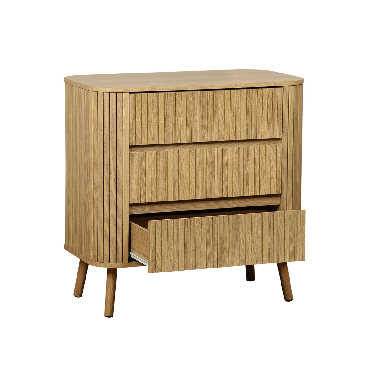 Commode décor strié 3 tiroirs LEGACY naturel, SWEEEK