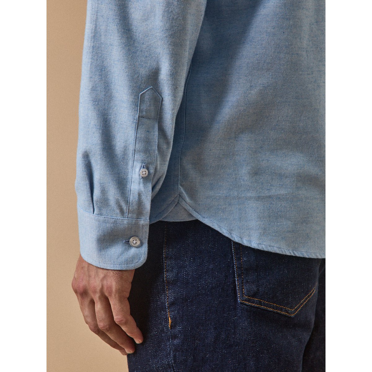 Chemise flanelle fil à fil coupe contemporaine ciel, CYRILLUS