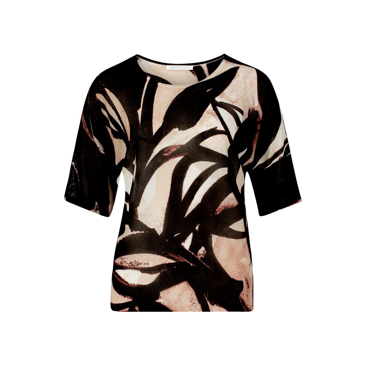 Pull-over en fine maille à imprimé black/nature, BETTY & CO