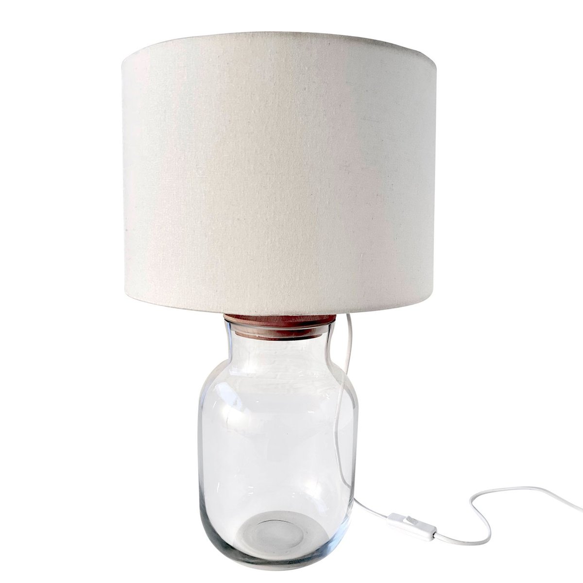 Lampe à poser vase verre transparent et abat-jour beige 30x30x51cm beige, WADIGA