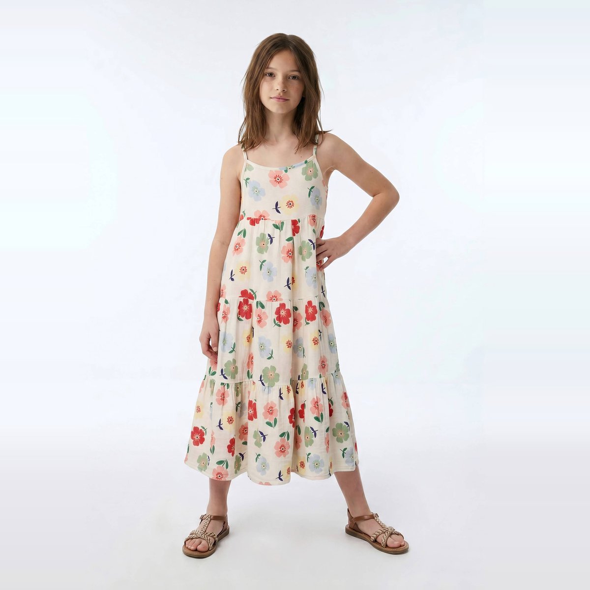 Robe imprimée en gaze de coton à bretelles en coton BIO amaretti, MONOPRIX