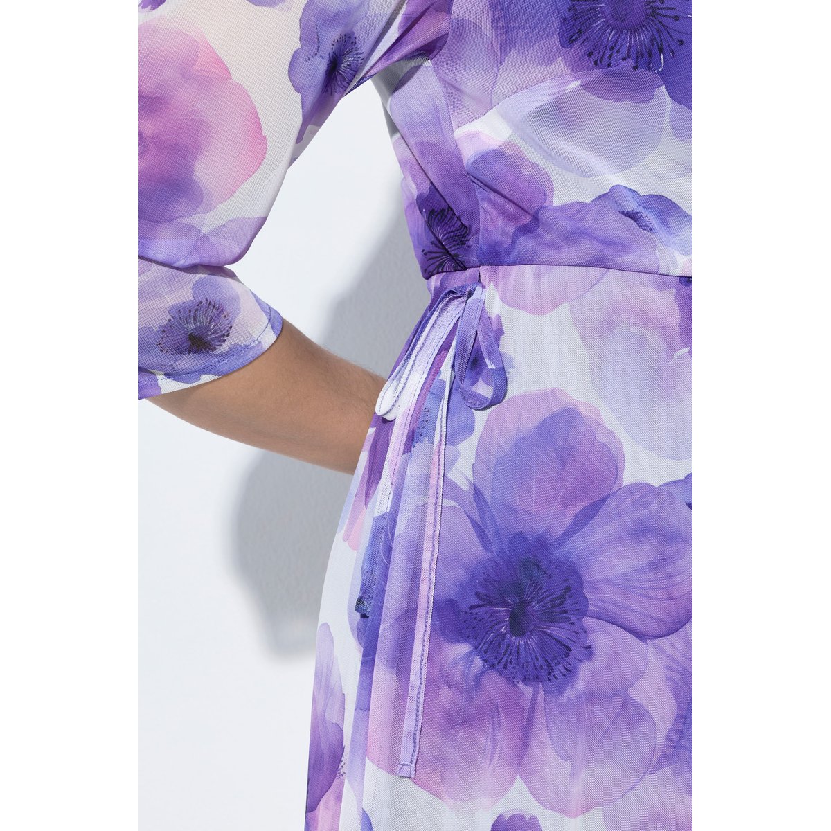 Robe maxi doublée, motif floral violet, ULLA POPKEN