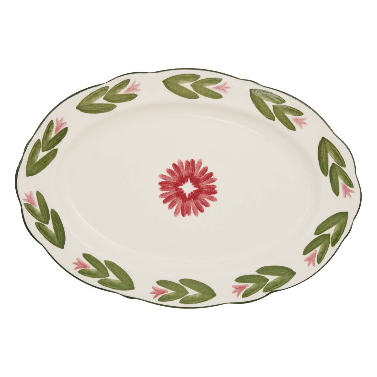 Plat ovale en porcelaine MONA vert, ATMOSPHERA