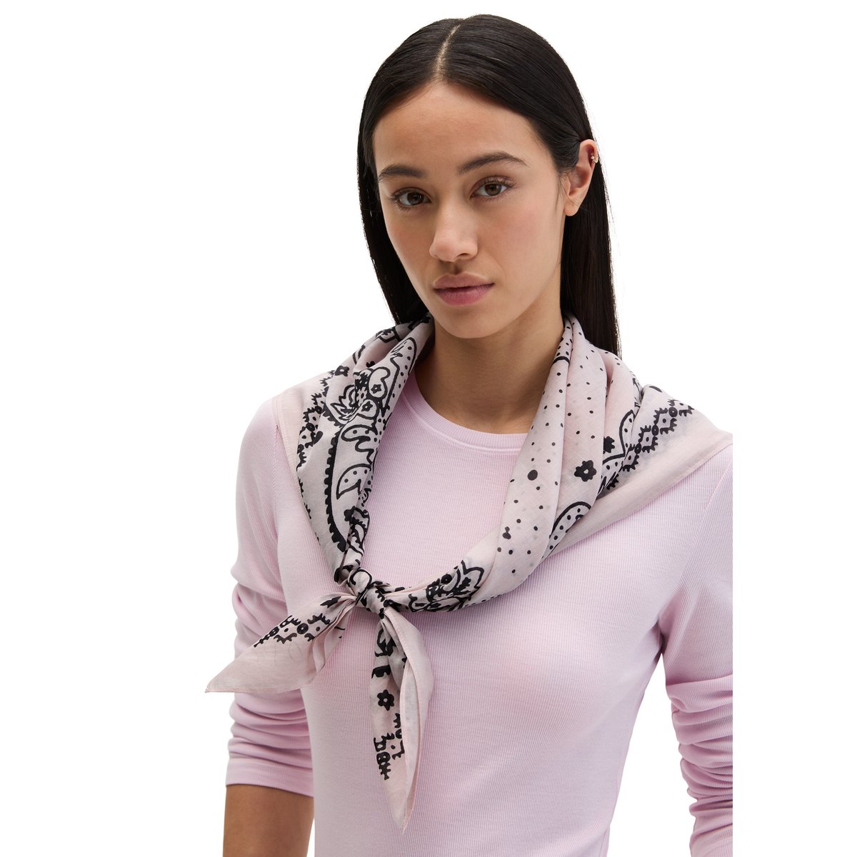 Foulard imprimé en pur coton bio rose, MARC O'POLO