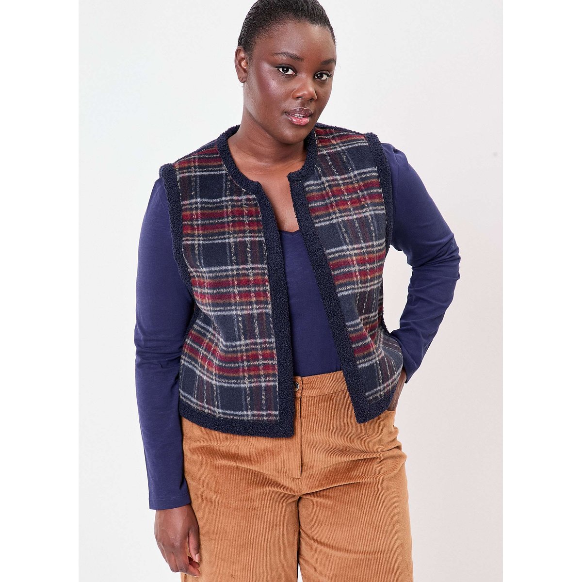 Gilet sherpa sans manche réversible RISI bleu marine, LA FIANCÉE